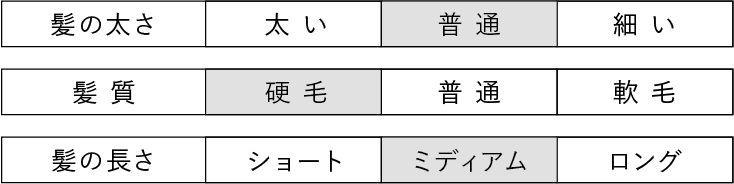 アリミノ　メンズパーマ　髪の太さ　普通　髪質　硬毛　髪の長さ　ミディアム