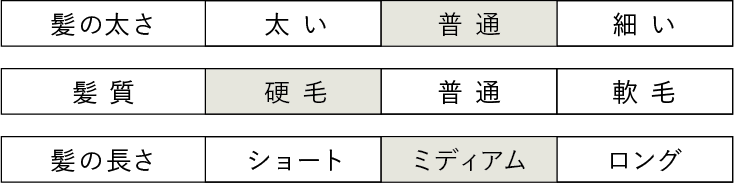 アリミノ　メンズパーマ　髪の太さ　普通　髪質　硬毛　髪の長さ　ミディアム