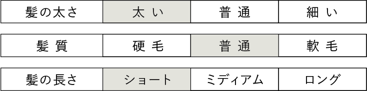 アリミノ　メンズパーマ　髪の太さ　太い　髪質　普通　髪の長さ　ショート