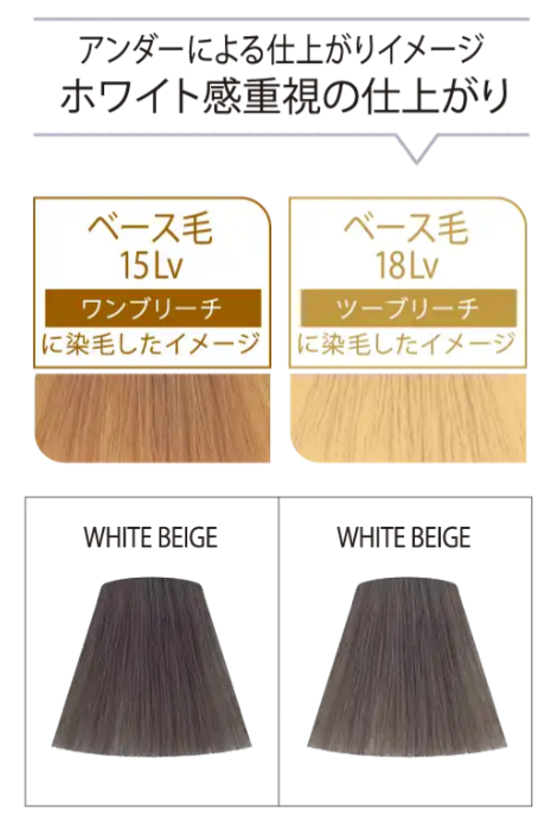 ホワイトベージュ アンダーによる仕上がりイメージ ウエラ コレストン WELLA　koleston