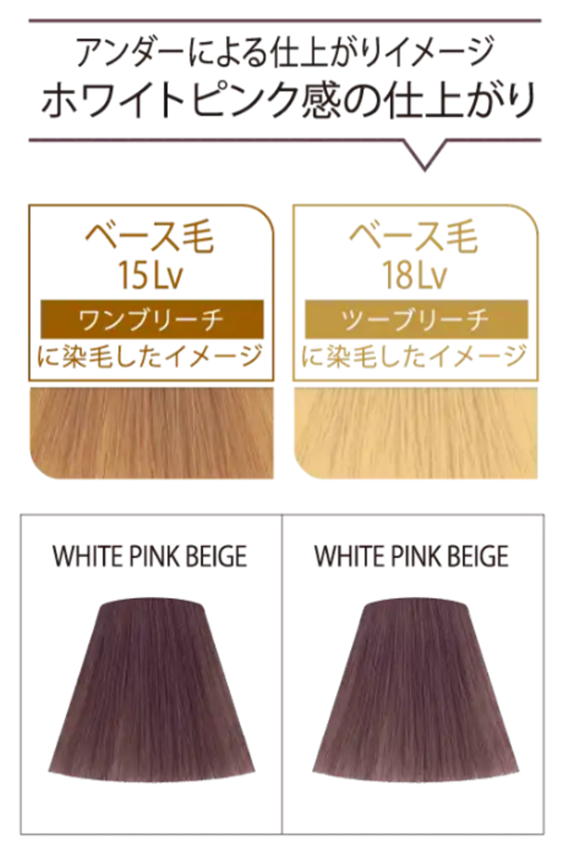 ホワイトピンクベージュ アンダーによる仕上がりイメージ ウエラ コレストン WELLA　koleston